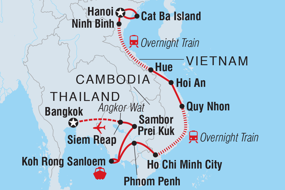 Map of 18 To 35S Epic Vietnam To Cambodia including Cambodia, Thailand and Vietnam
