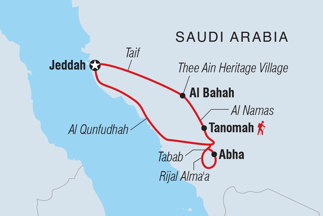 Map of Saudi Arabia Expedition - Asir Adventure including Saudi Arabia