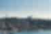 a wide view of the city scape with the Bosphorus in the foreground and Blue Mosque in the city line, Istanbul, Turkey