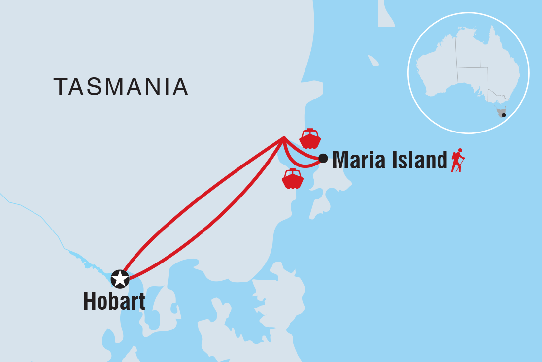 Map of Tasmania’S Maria Island Winter Escape including Australia
