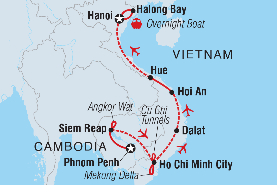 Map of Premium Cambodia & Vietnam In Depth including Cambodia and Vietnam