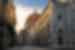 Piazza del Duomo in Florence hit by the sunrise in Italy