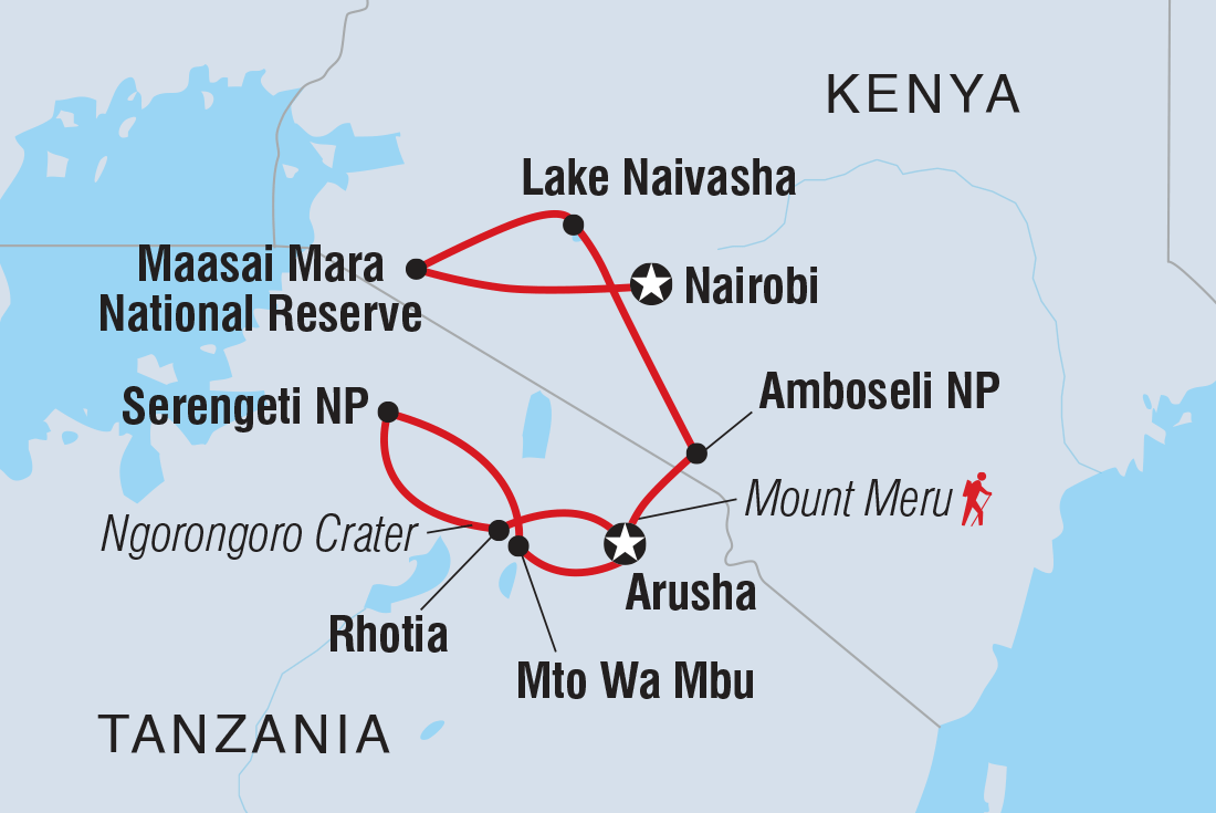 Map of Classic East Africa including Kenya and Tanzania, United Republic Of