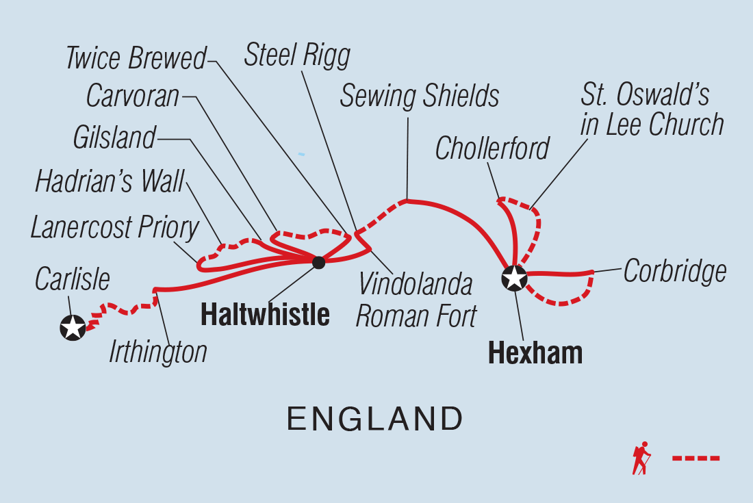 Map of Walk Hadrian's Wall Highlights including United Kingdom