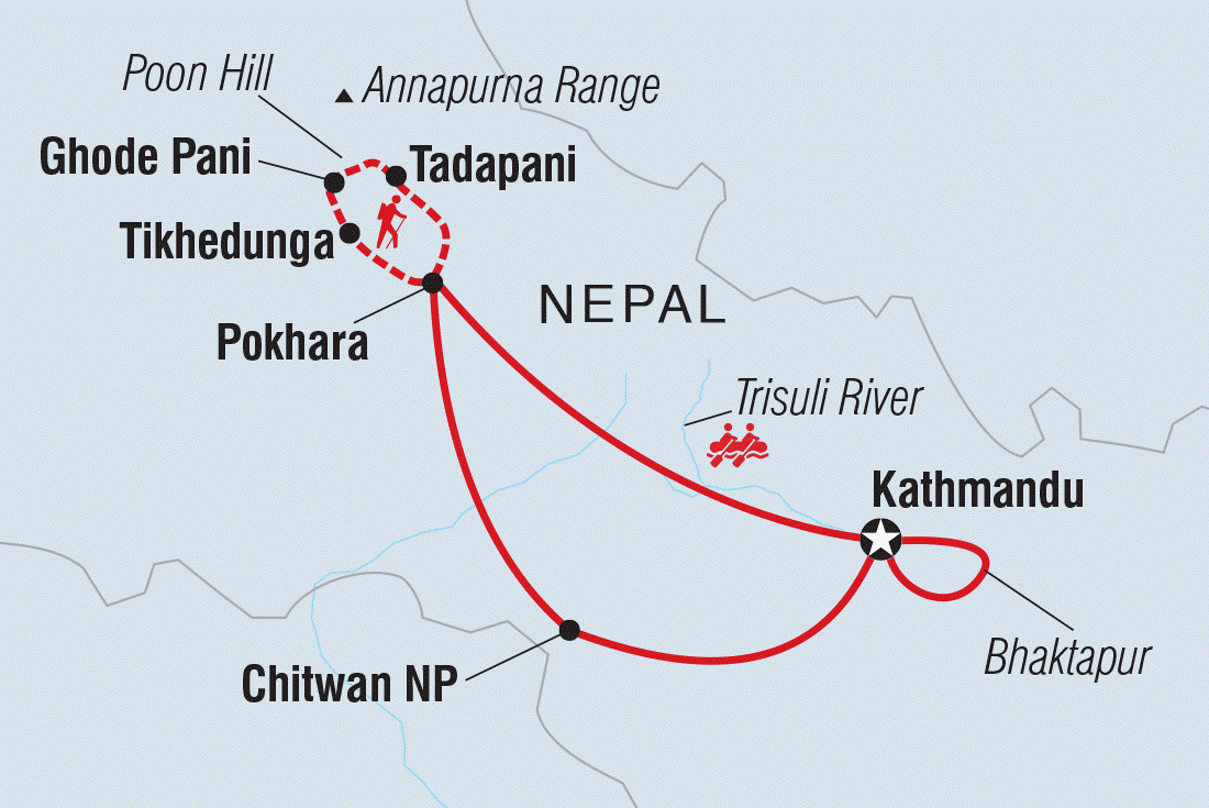 Map of Nepal Family Holiday With Teenagers including Nepal