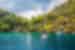 Sailing boat anchored in a bay in Gocek municipality islands in Turkish Riviera