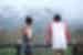 Travellers at a lookout over Cocora Cloud Forest in Cocora Valley Colombia
