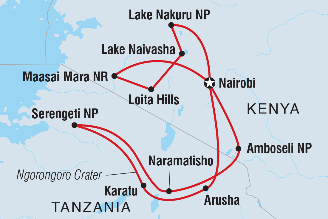 Map of The Maasai Heartlands including Kenya and Tanzania, United Republic Of