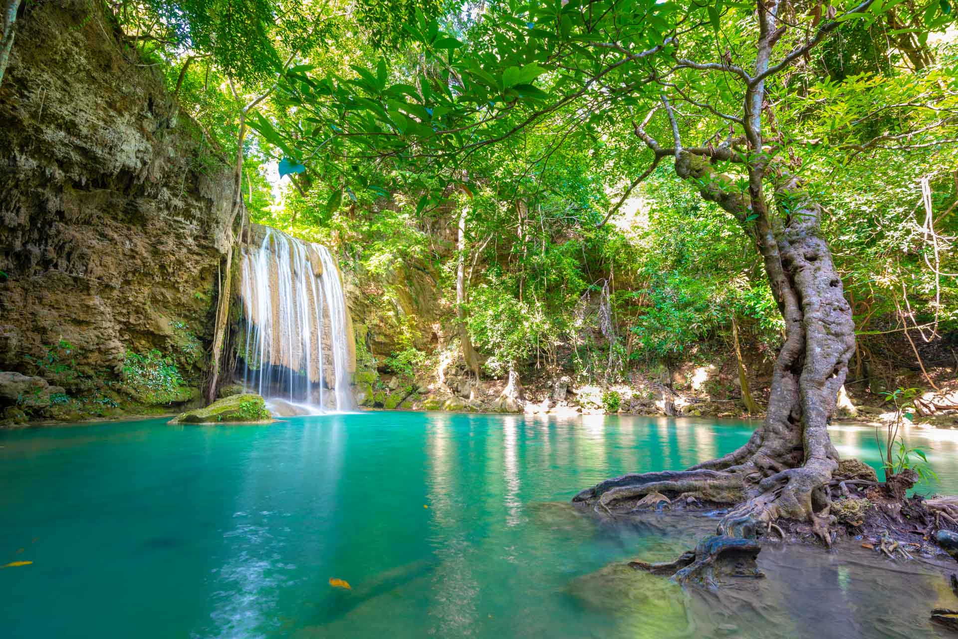 Erawan waterfall in the hills of northern Thailand