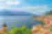 A sunny day over Lake Garda in the mountains of Italy