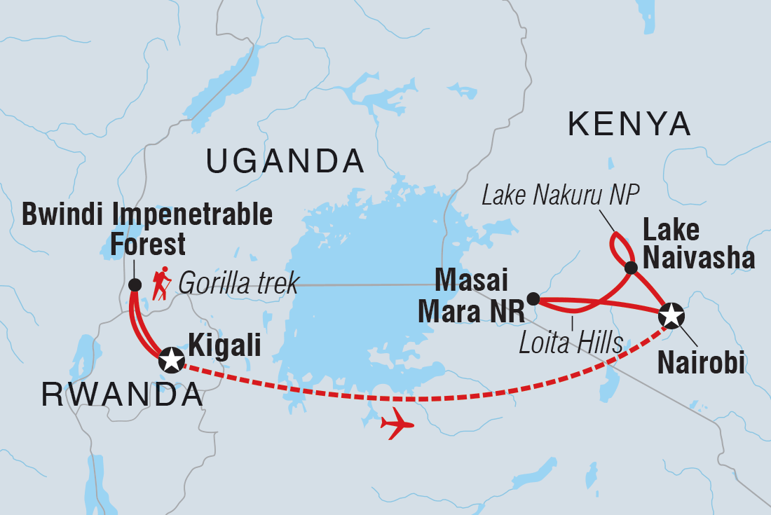 Map of Premium Uganda, Rwanda & Kenya including Kenya, Rwanda and Uganda