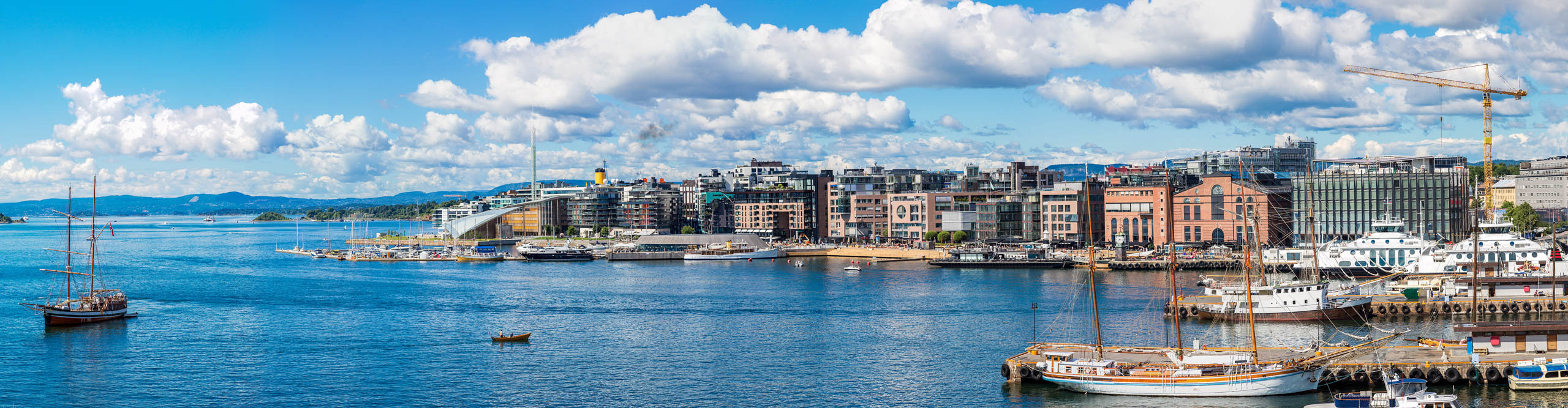 Oslo harbour on a sunny day with a few clouds in the summer, Norway