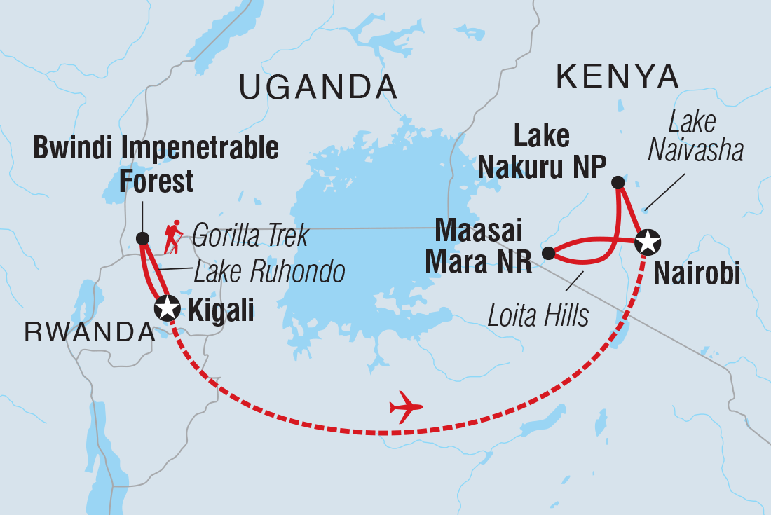 Map of Premium Uganda, Rwanda & Kenya including Kenya, Rwanda and Uganda
