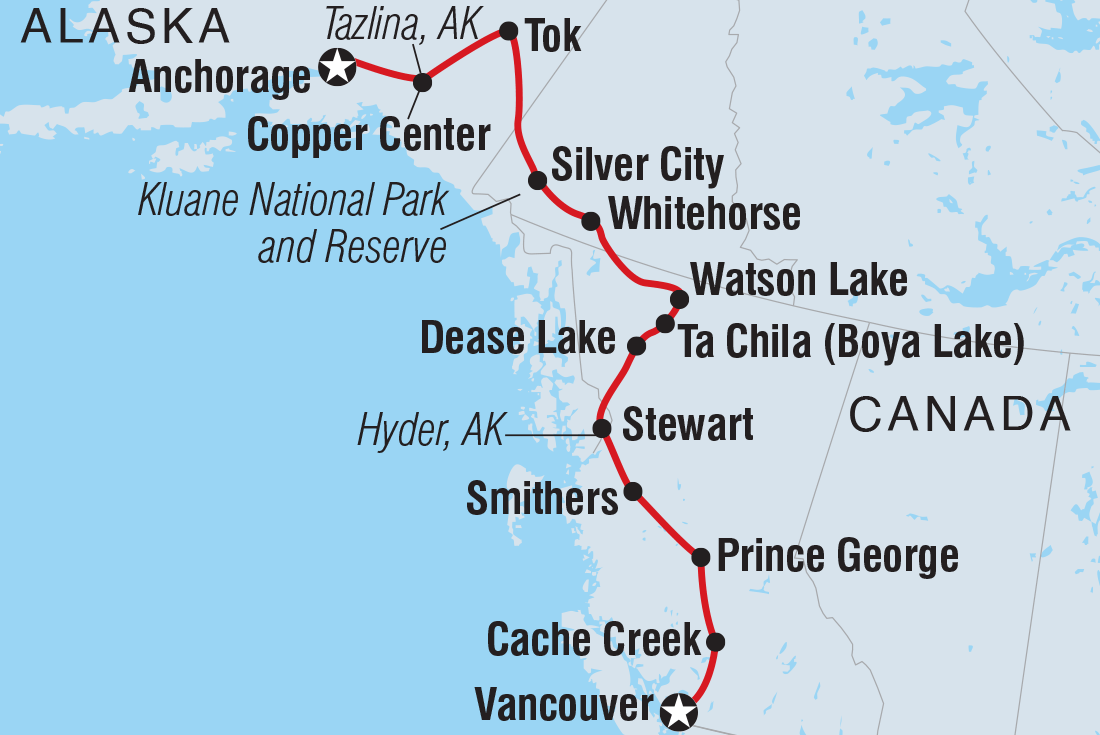 Map of Wild Canada & Alaska: Vancouver To Anchorage including Canada and United States Of America