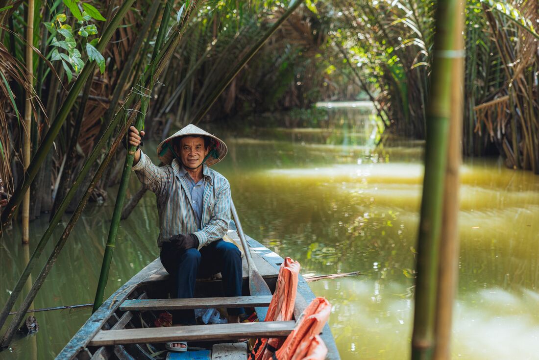 Sampan ride on the Mekong Delta, Vietnam