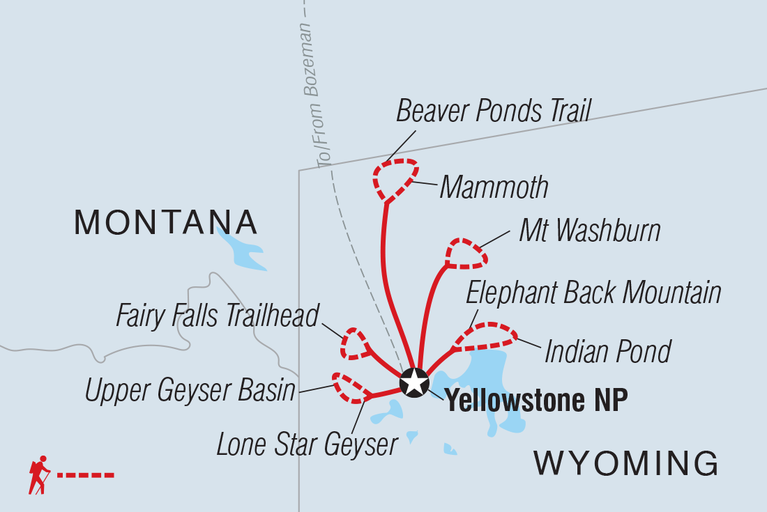 Map of Hiking And Camping In Yellowstone including United States Of America
