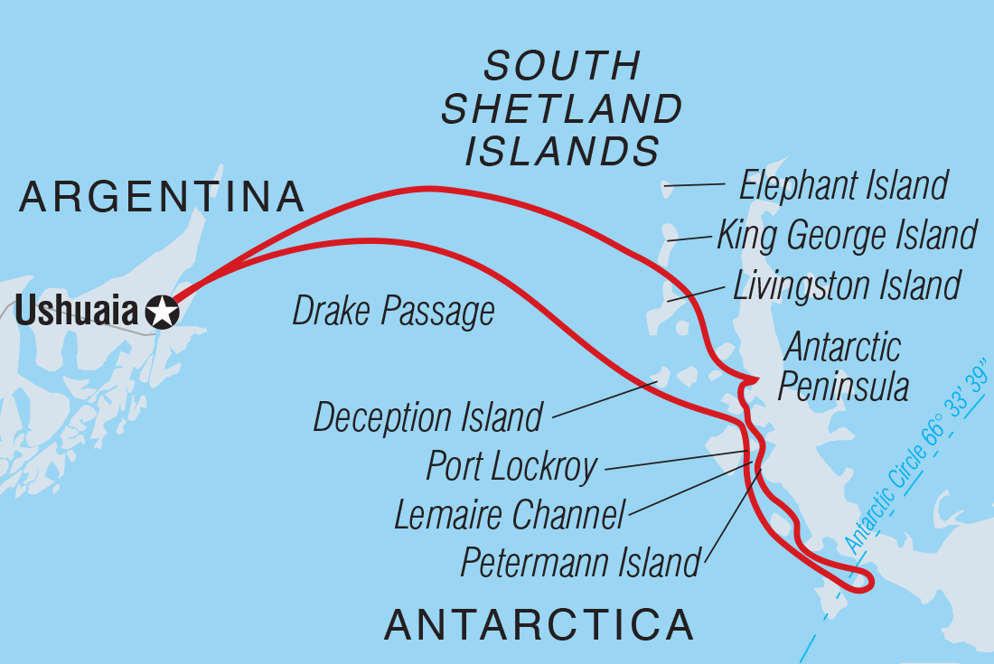 Map of Crossing The Antarctic Circle (Ocean Victory) including Antarctica and Argentina