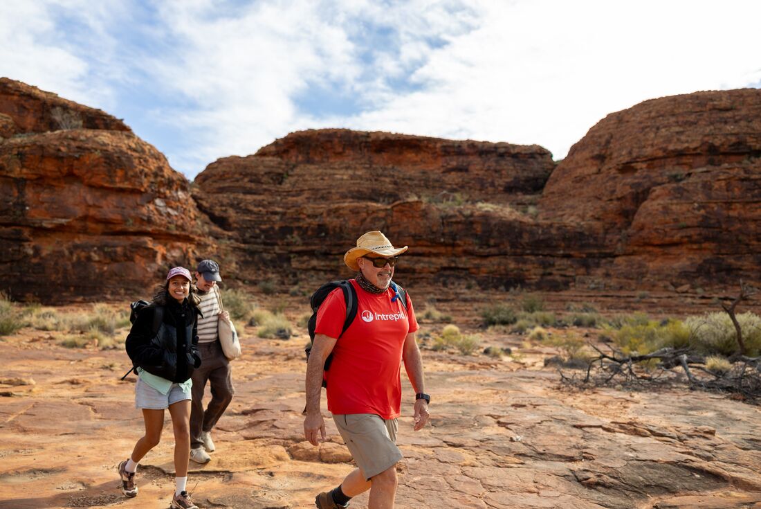 Guide leading a hike in Kings Canyon, NT, Australia