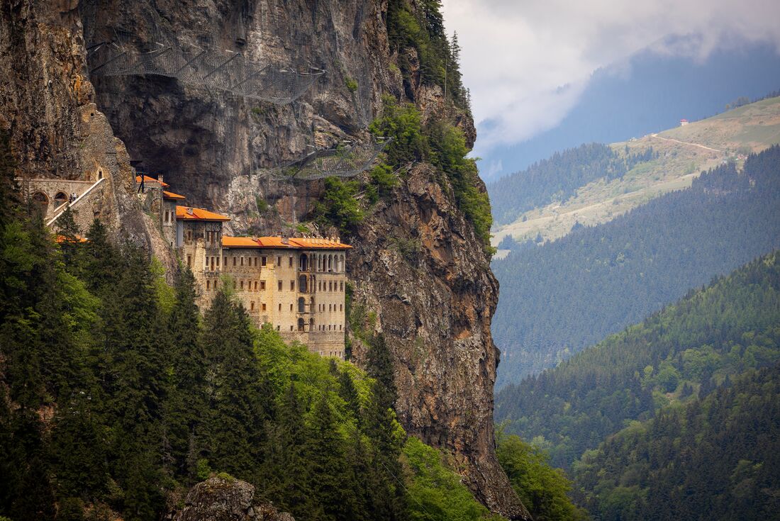 Sumela Monastery high up in the mountains in Trabzon, Turkey