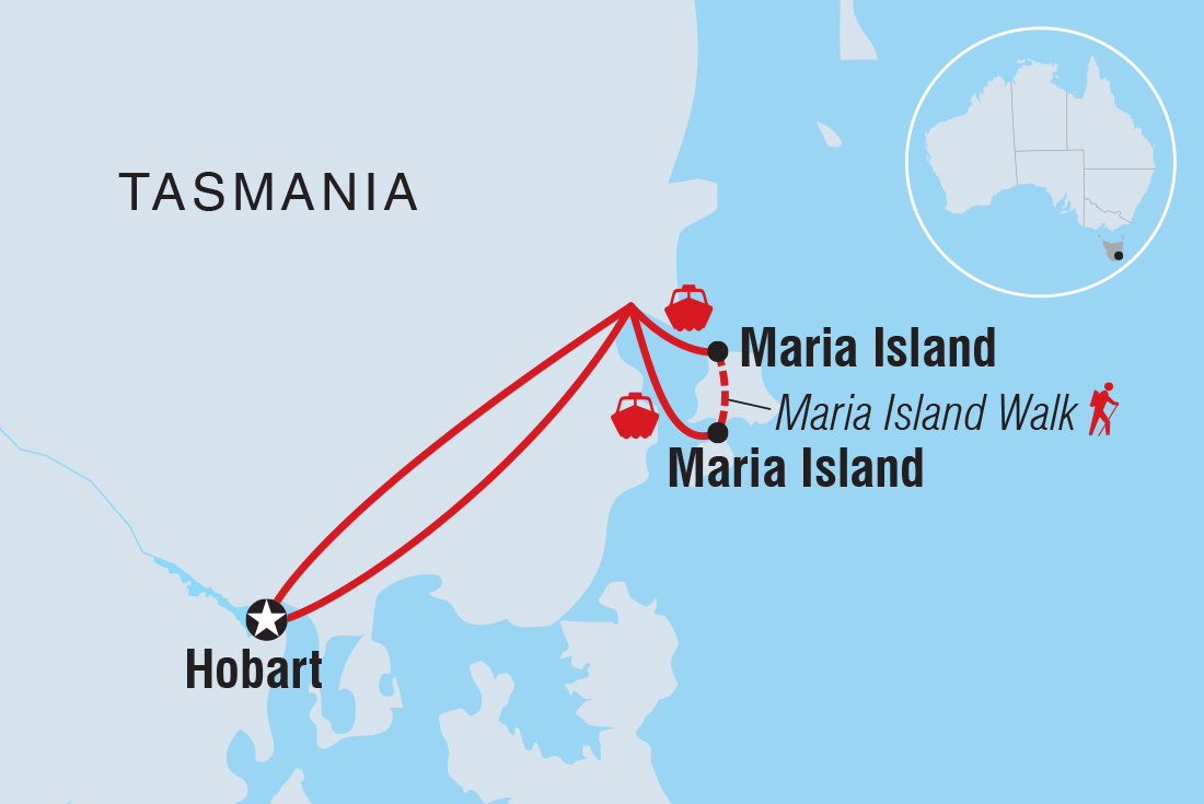 Map of Tasmania's Maria Island Walk including Australia