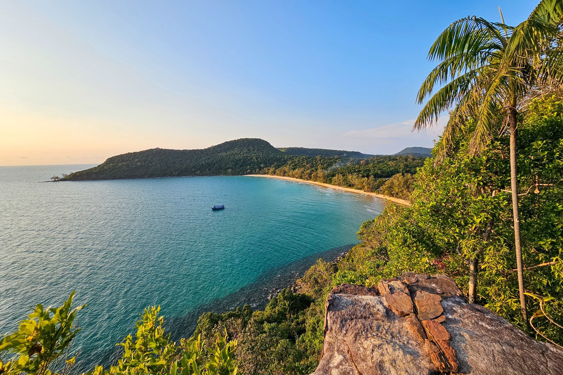 The island of Koh Rong Sanloem laid out at sunset
