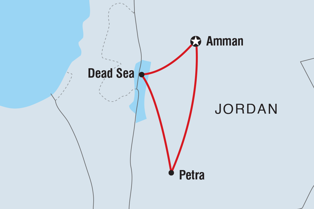 Map of Petra Independent Short Break including Jordan