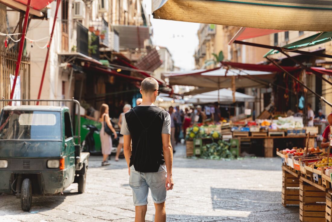 Intrepid traveller exploring the streets of Palermo in Italy
