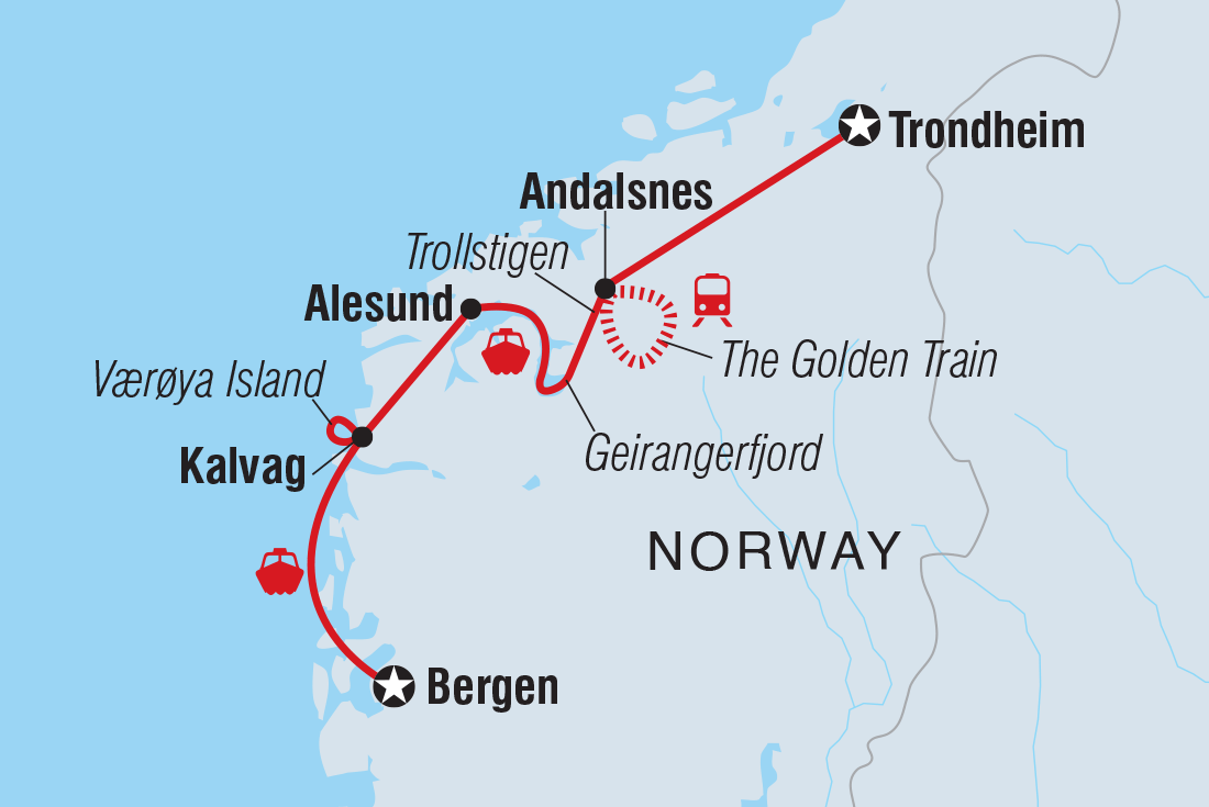 Map of Premium Norwegian Fjords including Norway