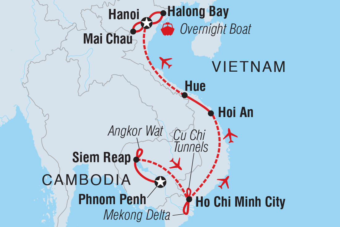 Map of Premium Cambodia & Vietnam In Depth including Cambodia and Vietnam