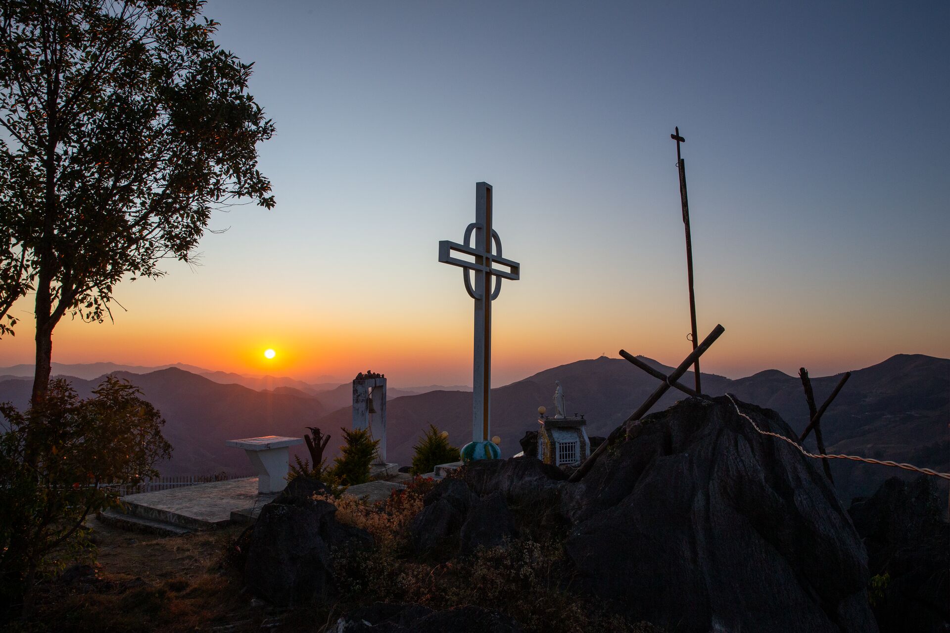 Mountaintop Animist Catholic shrine of Rabilau village