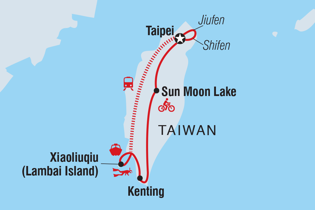 Map of Taiwan Family Holiday including Taiwan, Republic Of China
