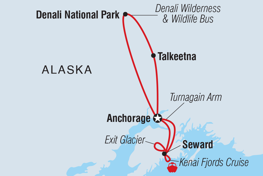 Map of Alaska Discovery including United States Of America
