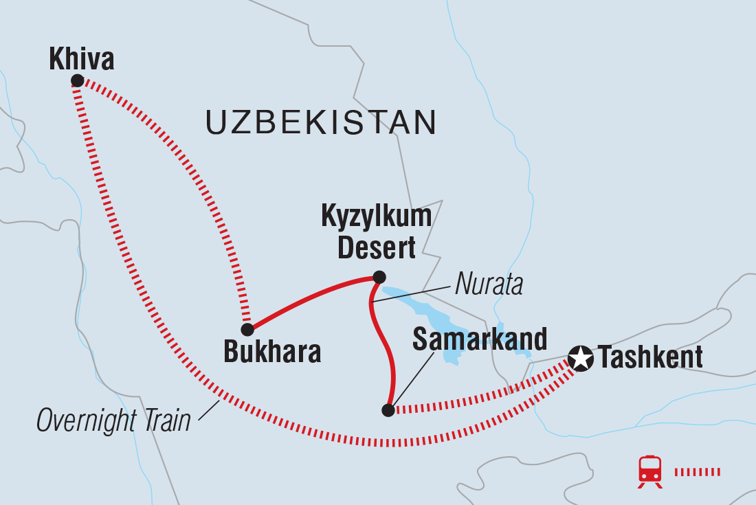 Map of Uzbekistan Adventure including Uzbekistan