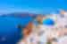 Blue and white buildings in Oil Town, Santorini, Greece