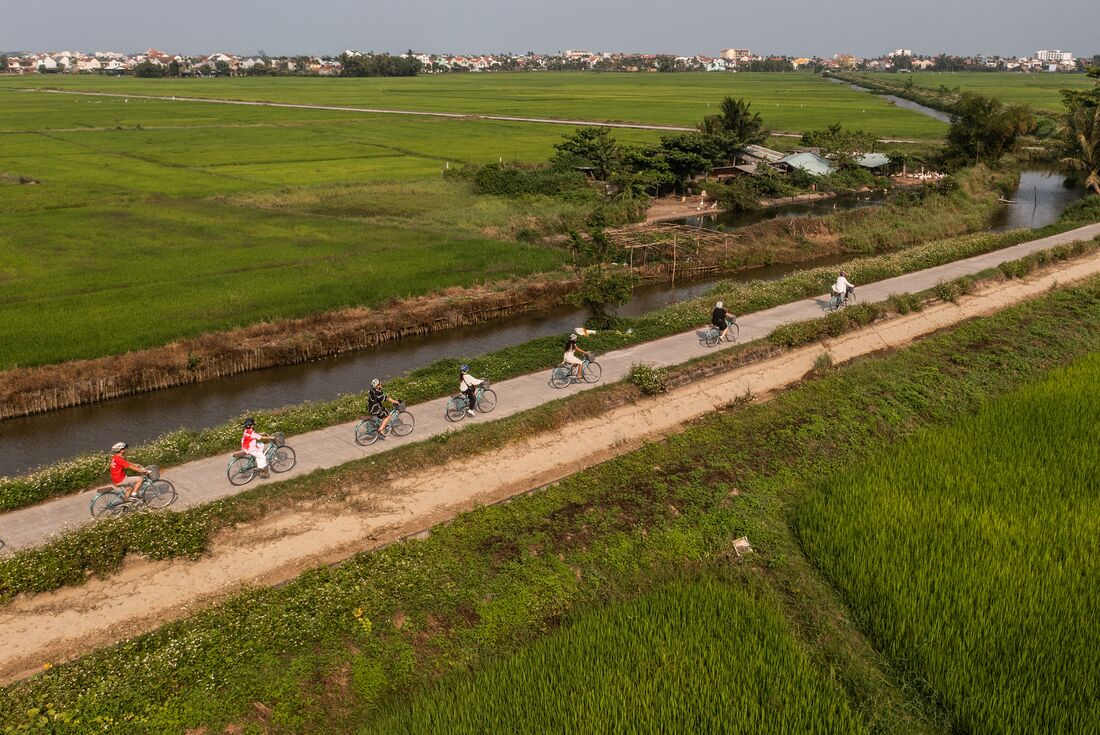 Cycling through the countryside of Hoi An Vietnam
