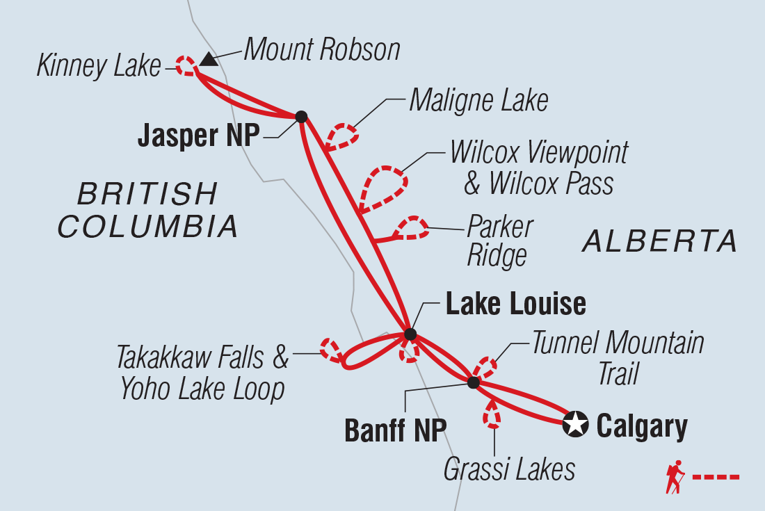 Map of Hiking In The Canadian Rockies including Canada
