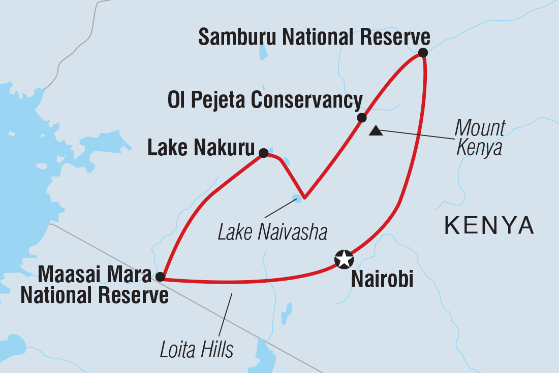 Map of Kenya Safari Adventure including Kenya
