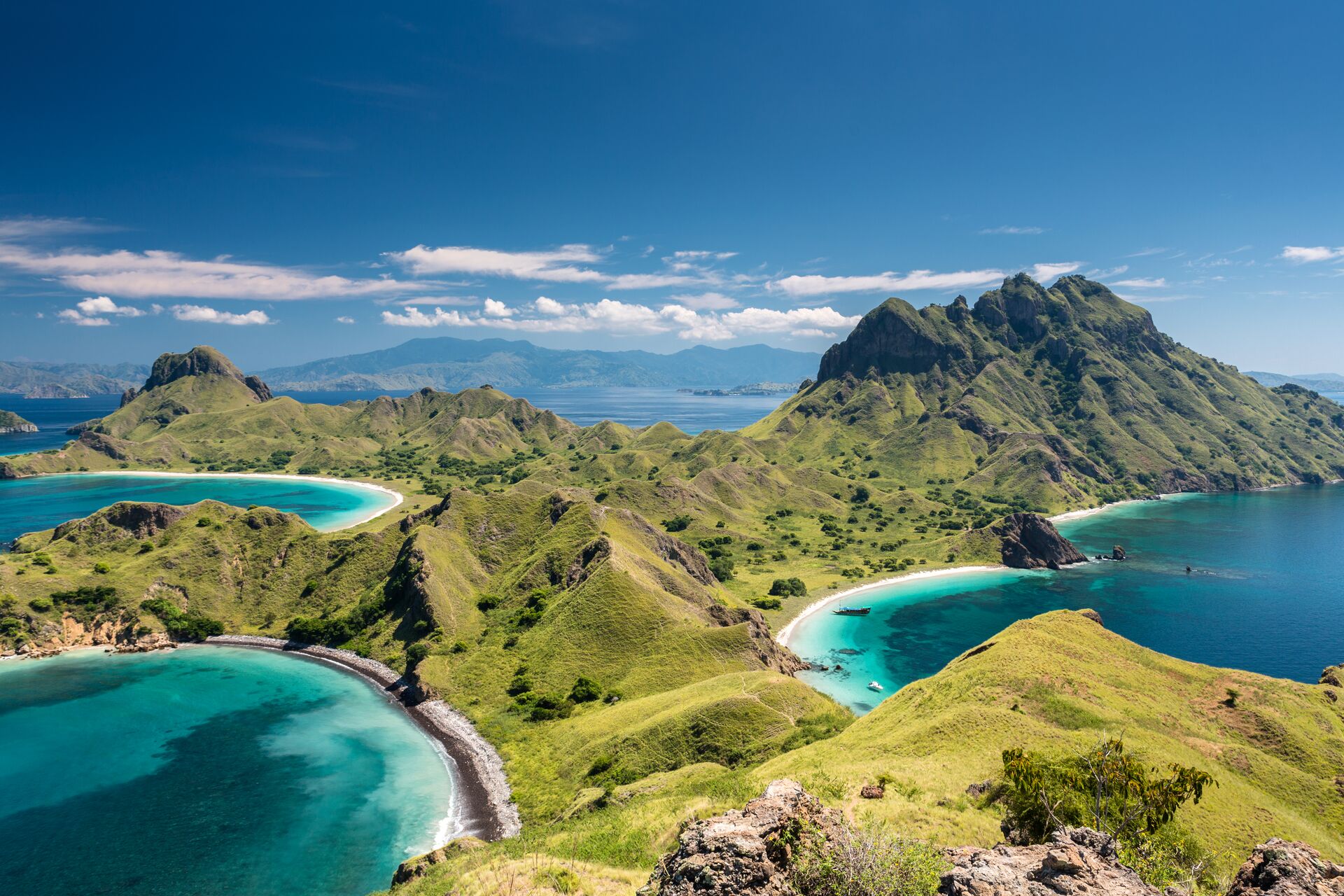 Looking out over Palau Padar, Padar Island, from its iconic viewpoint near Labuan Bajo