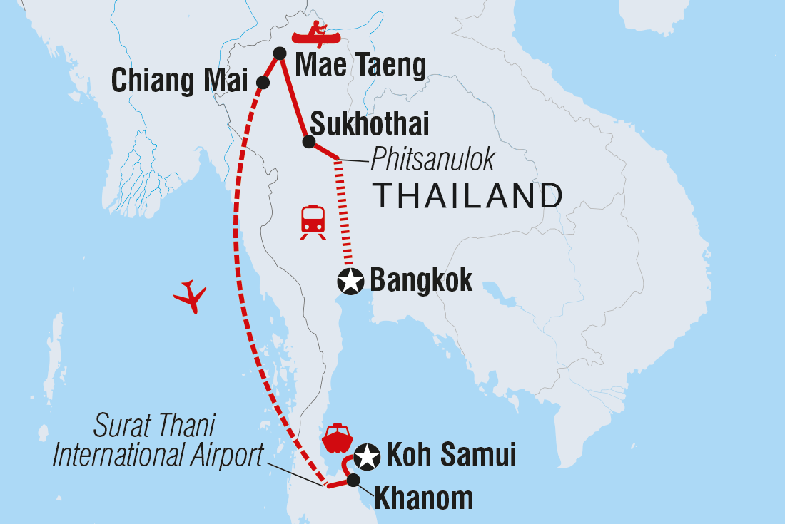 Map of Thailand Premium Family Holiday including Thailand