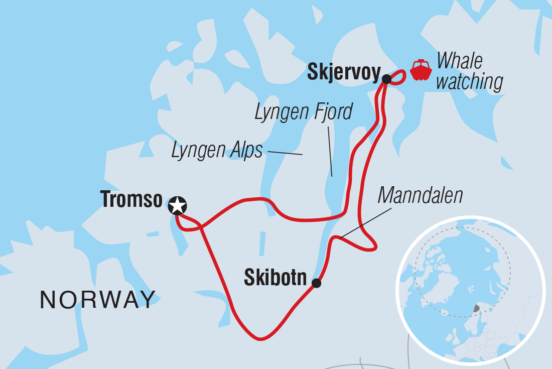 Map of Northern Norway In Winter including Norway