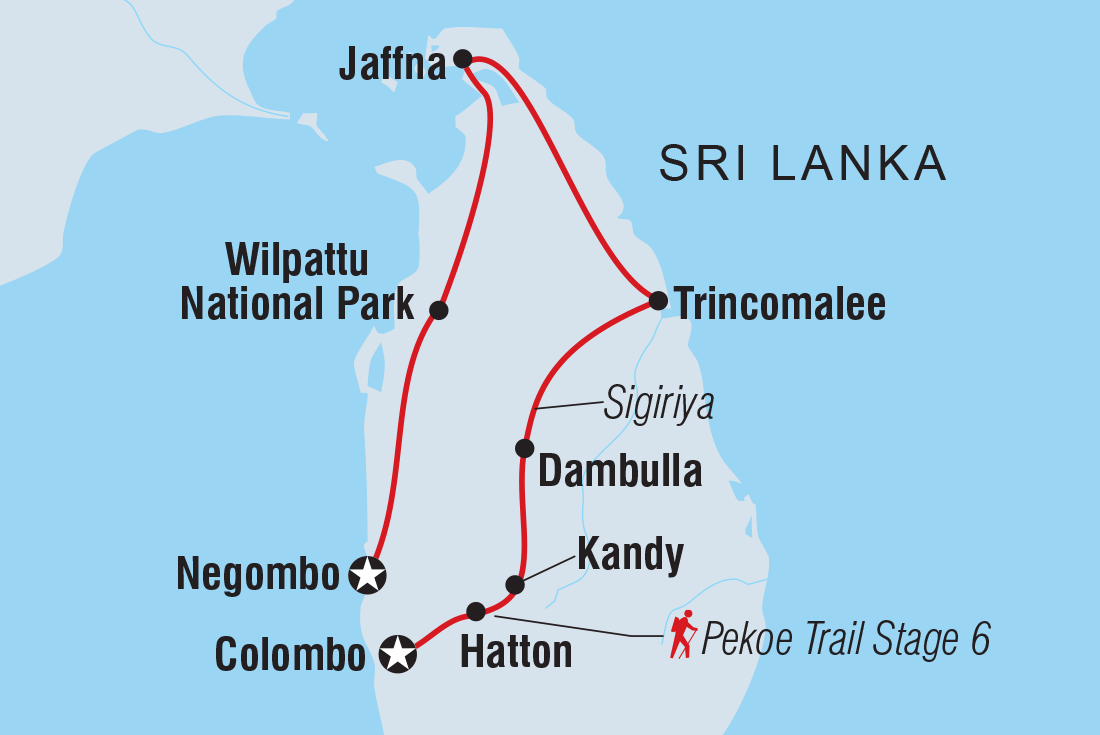 Map of Sri Lanka: Women's Expedition including Sri Lanka