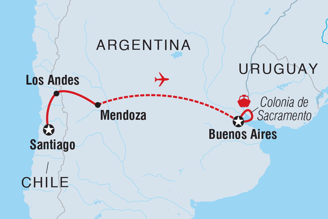 Map of Best Of Chile & Argentina including Argentina, Chile and Uruguay