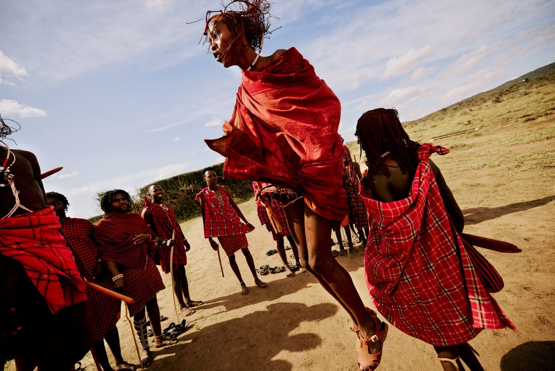 Adumu, the Maasai jumping dance, in Tepesua village in Loita Hills