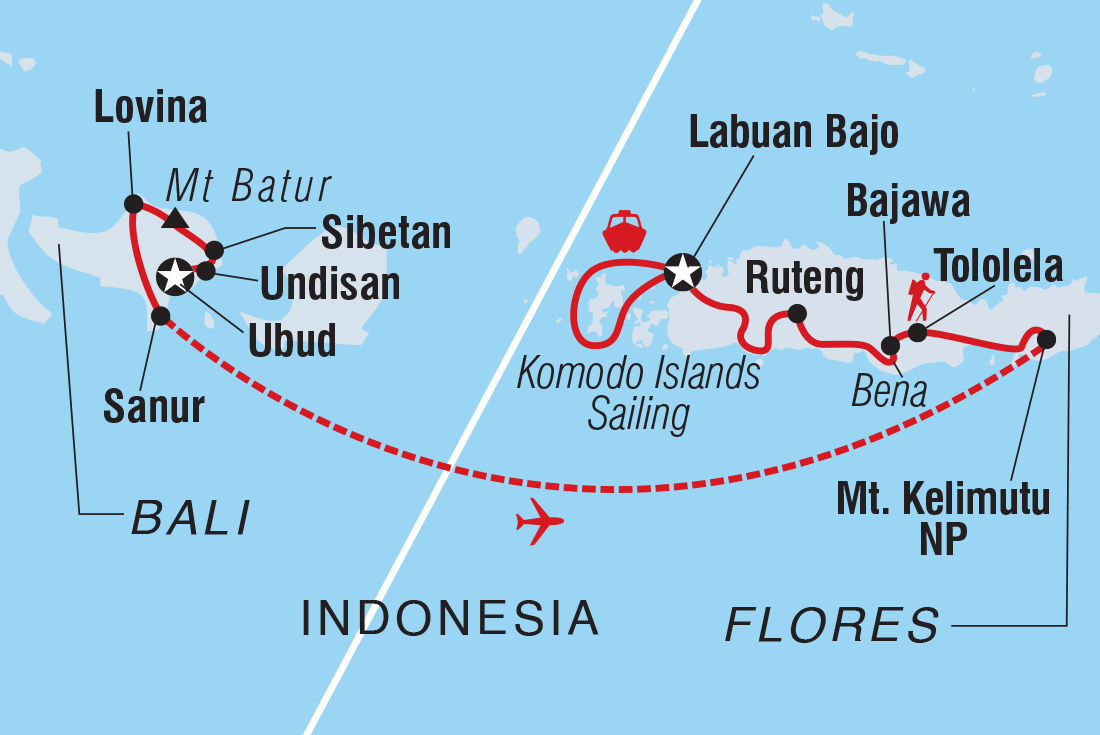Map of Bali, Flores & Komodo Discovery including Indonesia