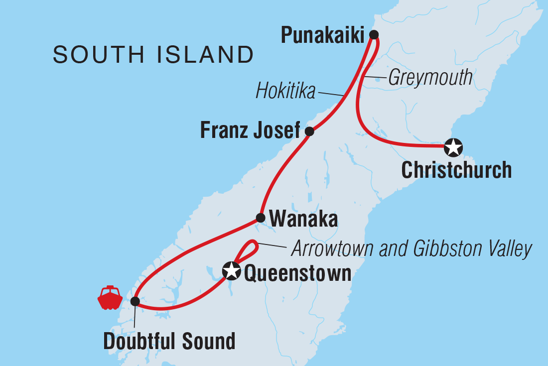 Map of Premium New Zealand South Island including New Zealand