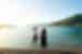Two 18 to 35s travellers look out before sunset on a Dubrovnik beach