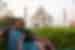 Happy traveller in front of the Taj Mahal in India