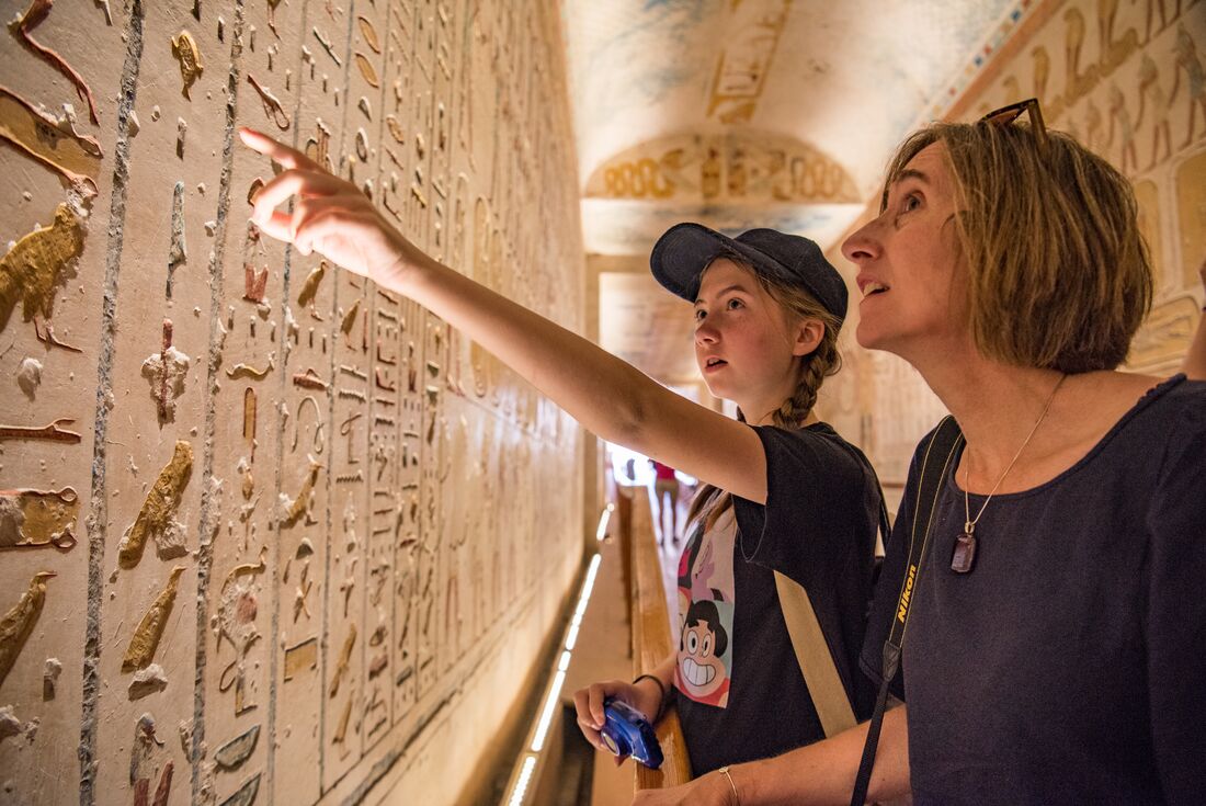 Inside the halls of the tomb of Ramses II in the Valley of the Kings