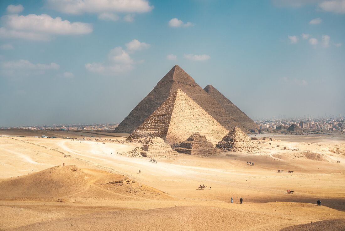 The imposing and monumental Pyramids of Giza