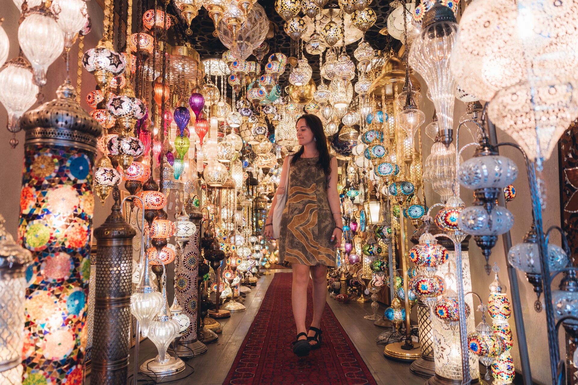 Exploring a light shop in the Grand Bazaar of Istanbul